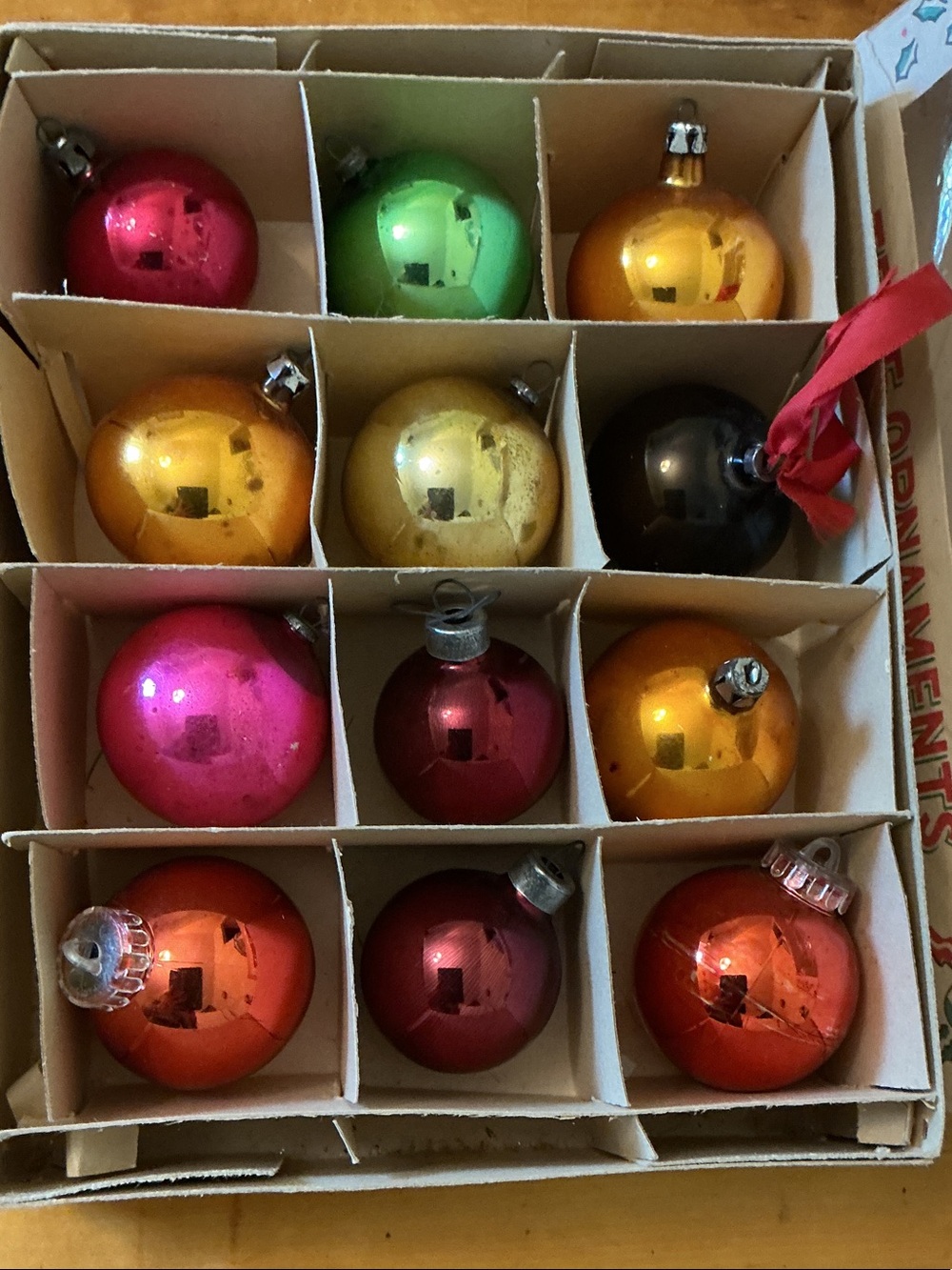 Vintage 60s Christmas Ornaments in Box set of 12